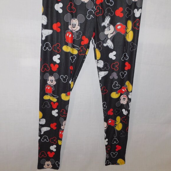 Miss T's Fashion Womens OS Size 2 - 14 Mickey Mouse Print Leggings Black Red - Picture 4 of 8